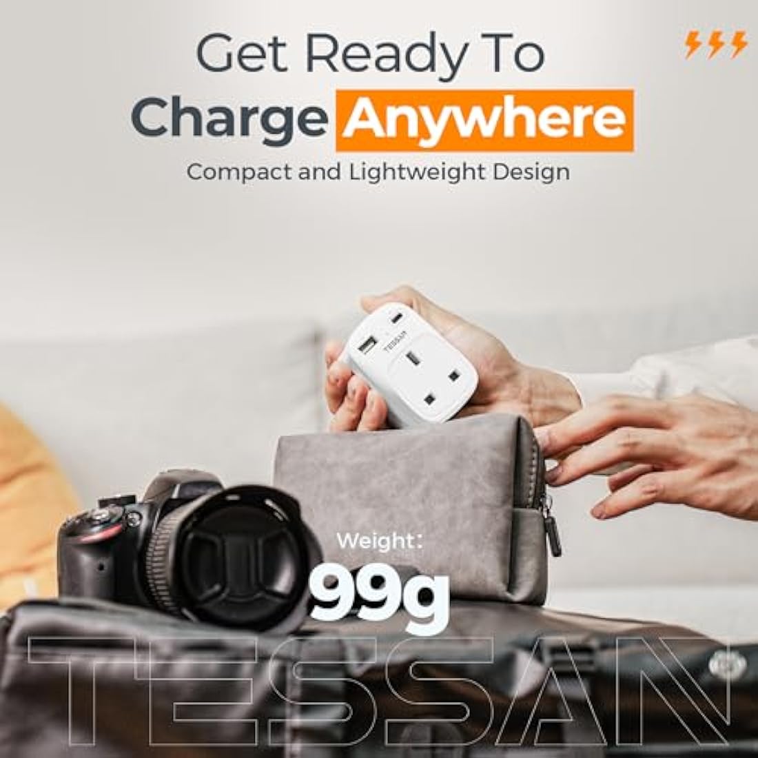 Jolof Store UK to European Plug Adapter - 2 Pack with USB C & USB A