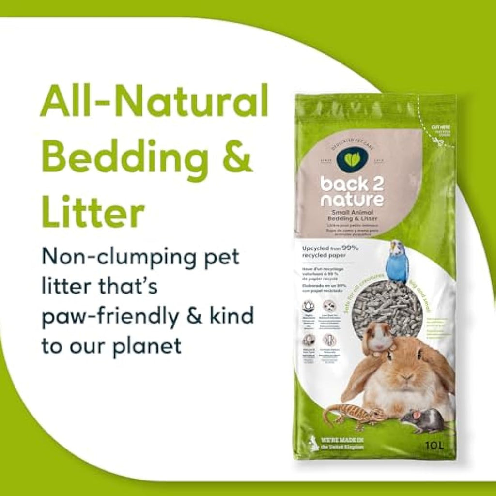 Back 2 Nature Recycled Paper Litter & Bedding for Small Pets | 10L