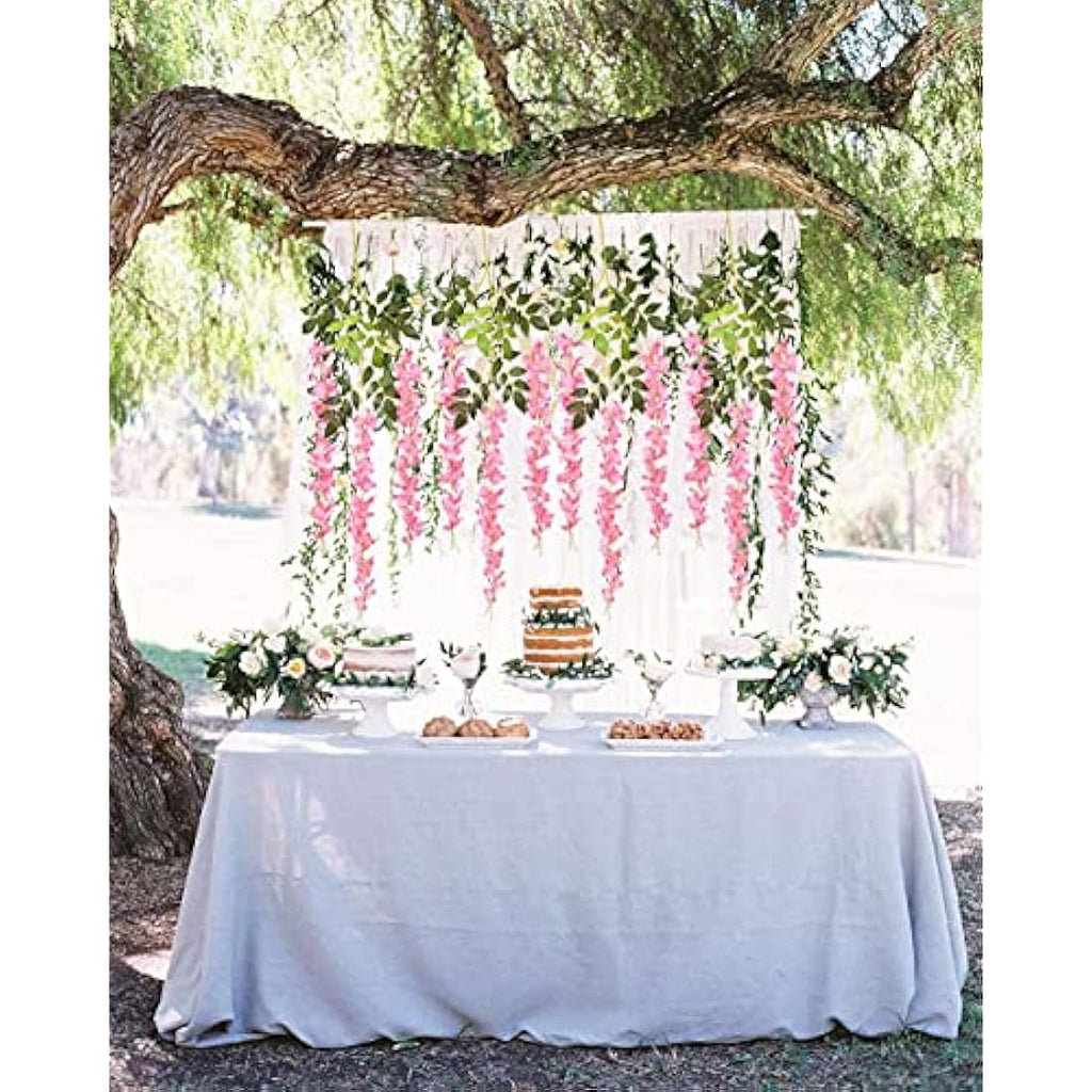12pc Artificial Wisteria Vine Hanging Silk Flower Garland – Pink