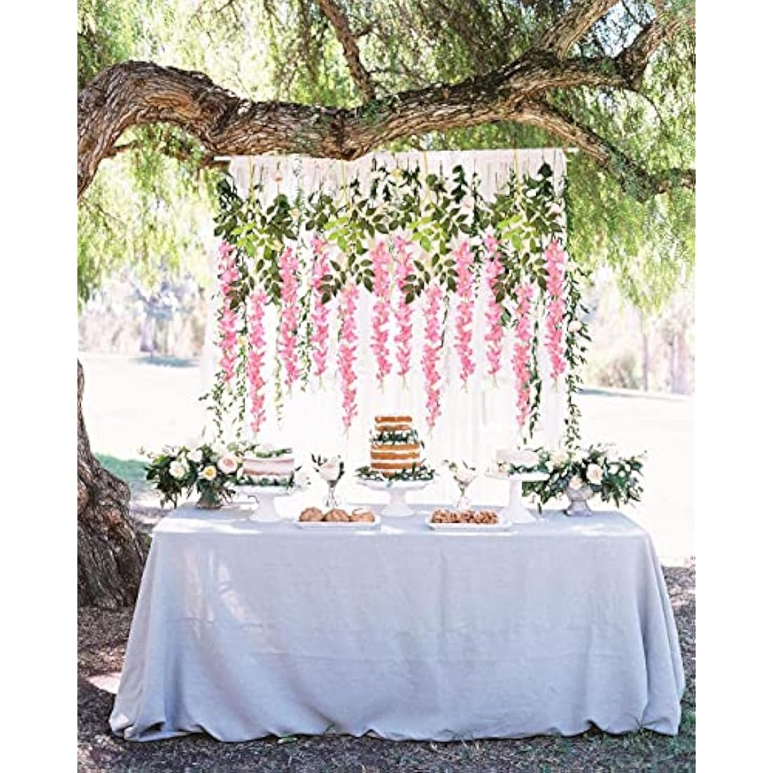 12pc Artificial Wisteria Vine Hanging Silk Flower Garland – Pink