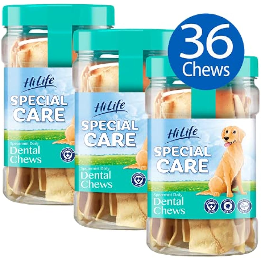 Jolof Store Spearmint Dog Dental Chews – Rawhide Tartar Control (36 Pack)