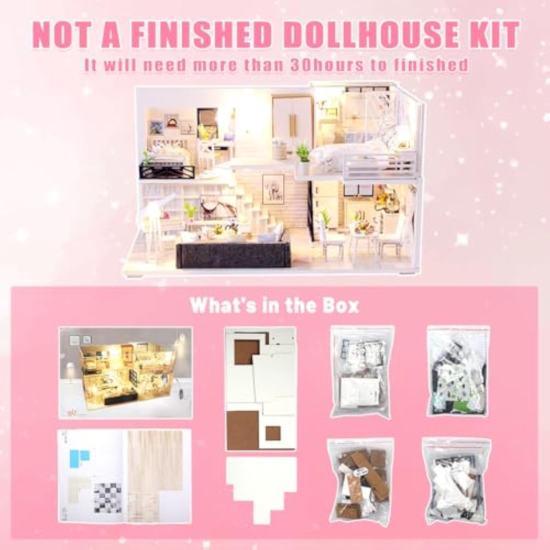 GuDoQi DIY Miniature Dollhouse Kit with Music Box - Simple Life Model
