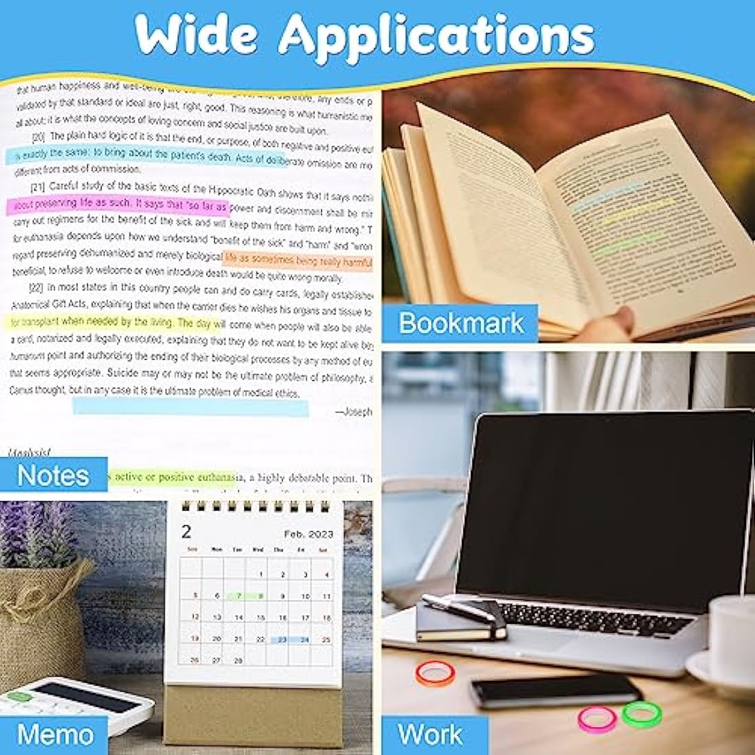 Hoiny Highlighter Tape | 10 Rolls Transparent Sticky Annotation Strips