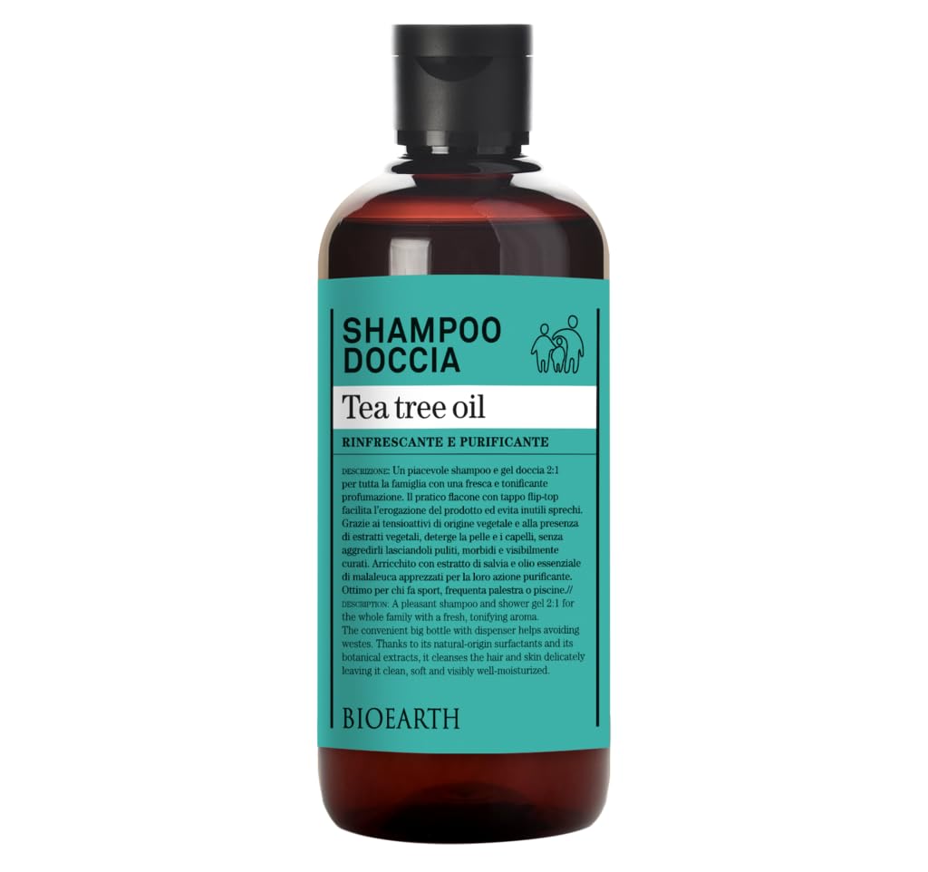 Bioearth Family Tea Tree Oil Shower Shampoo - Organic Body & Hair 500ml