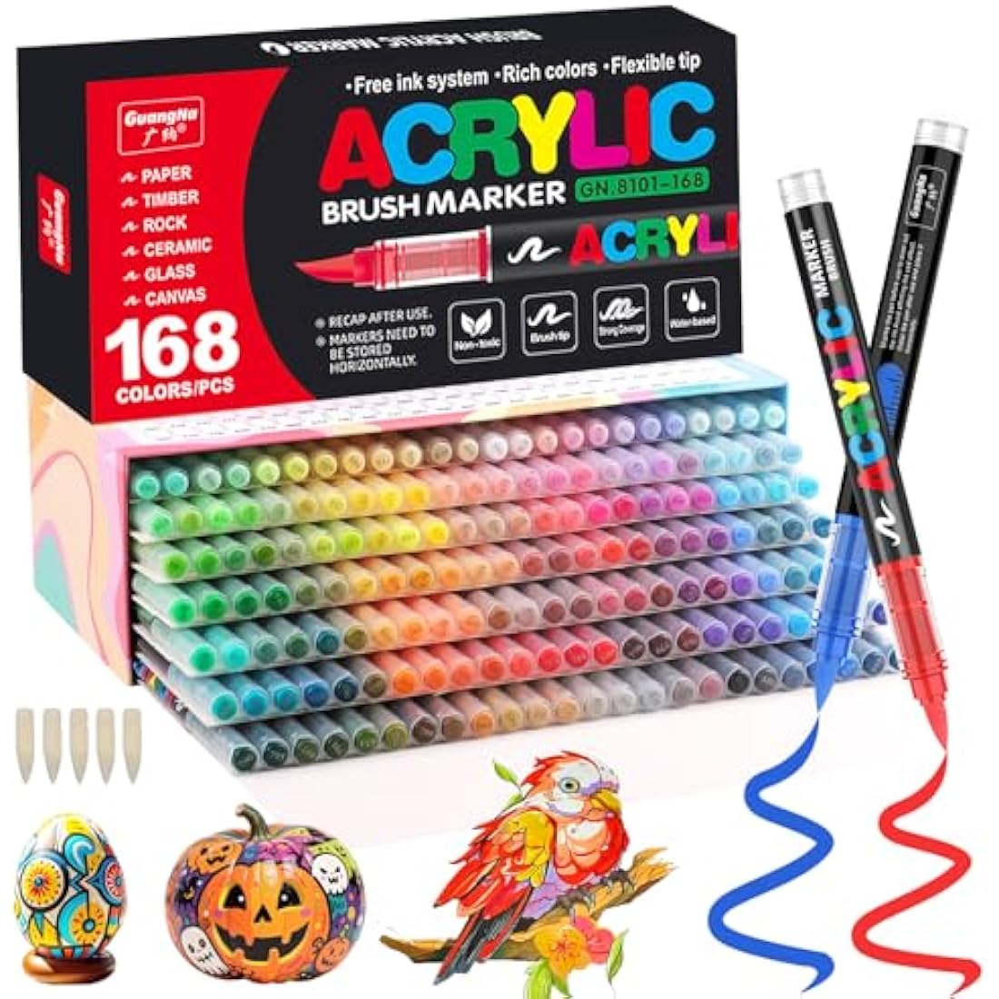 Funnasting 168 Colors Acrylic Paint Pens | Soft Brush Tip Art Markers