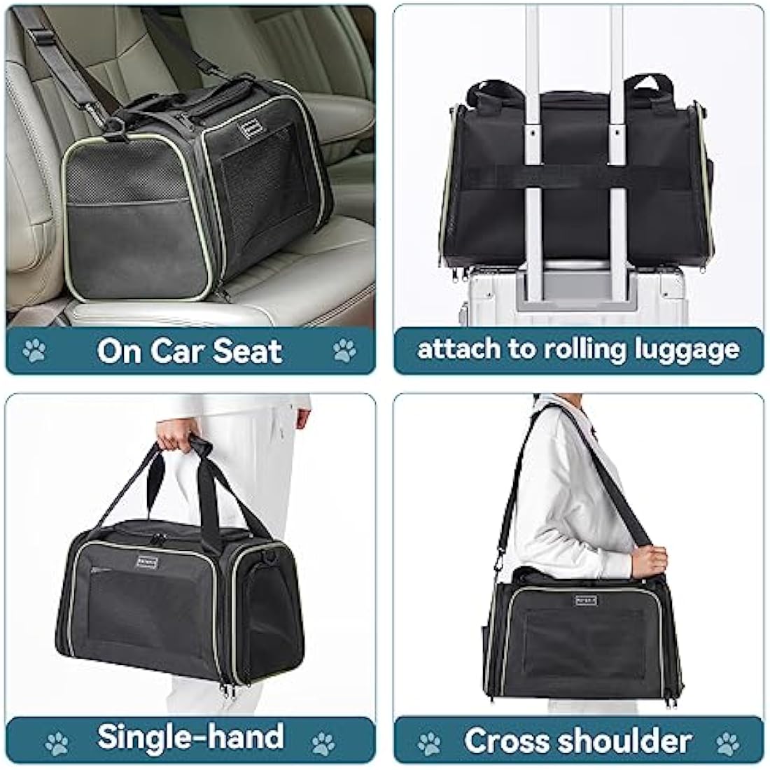 Petsfit Soft Cat Carrier | Airline Approved Small Dog Bag with Fleece Mat