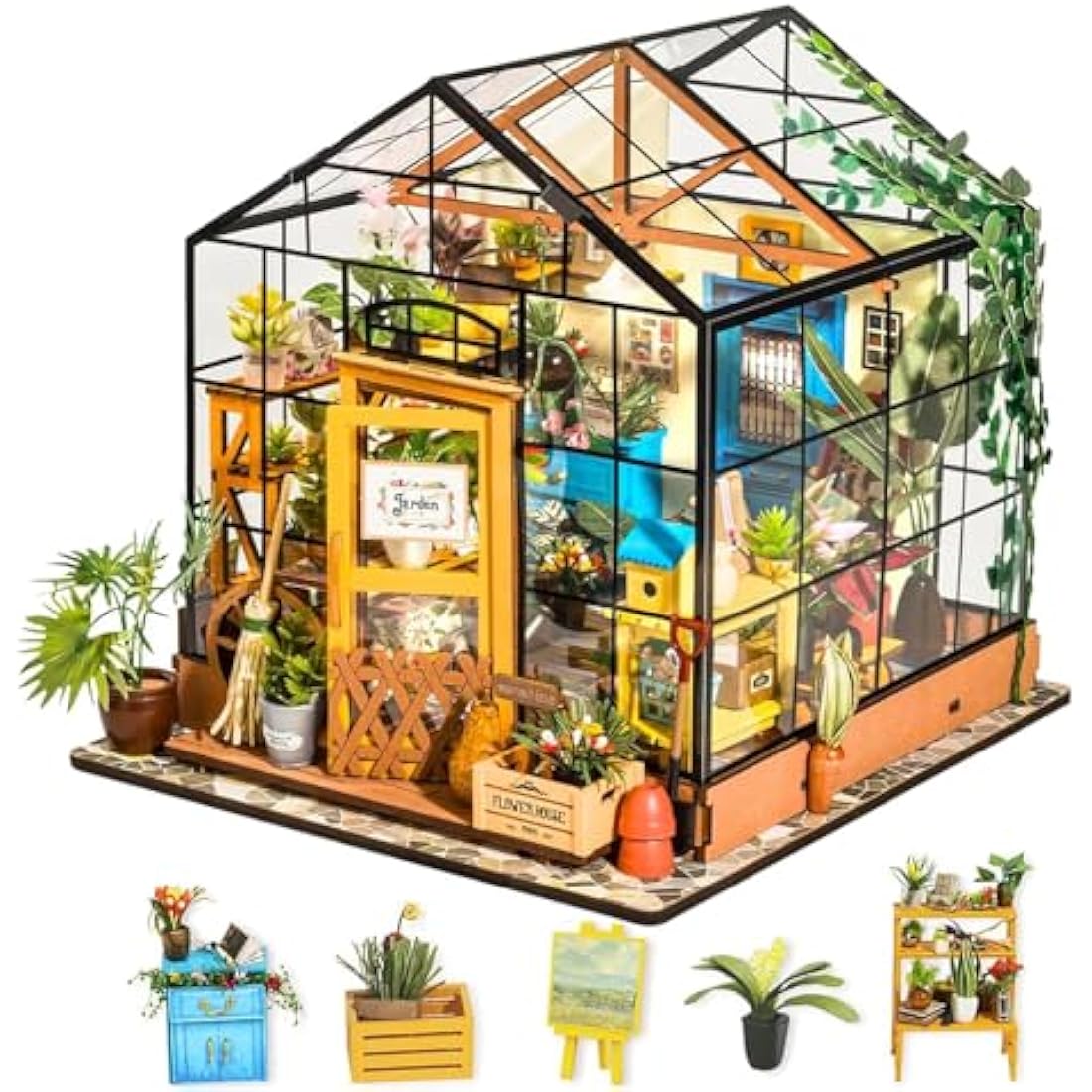 Rolife DIY Miniature Dollhouse Kit – Cathy's Flower House Greenhouse