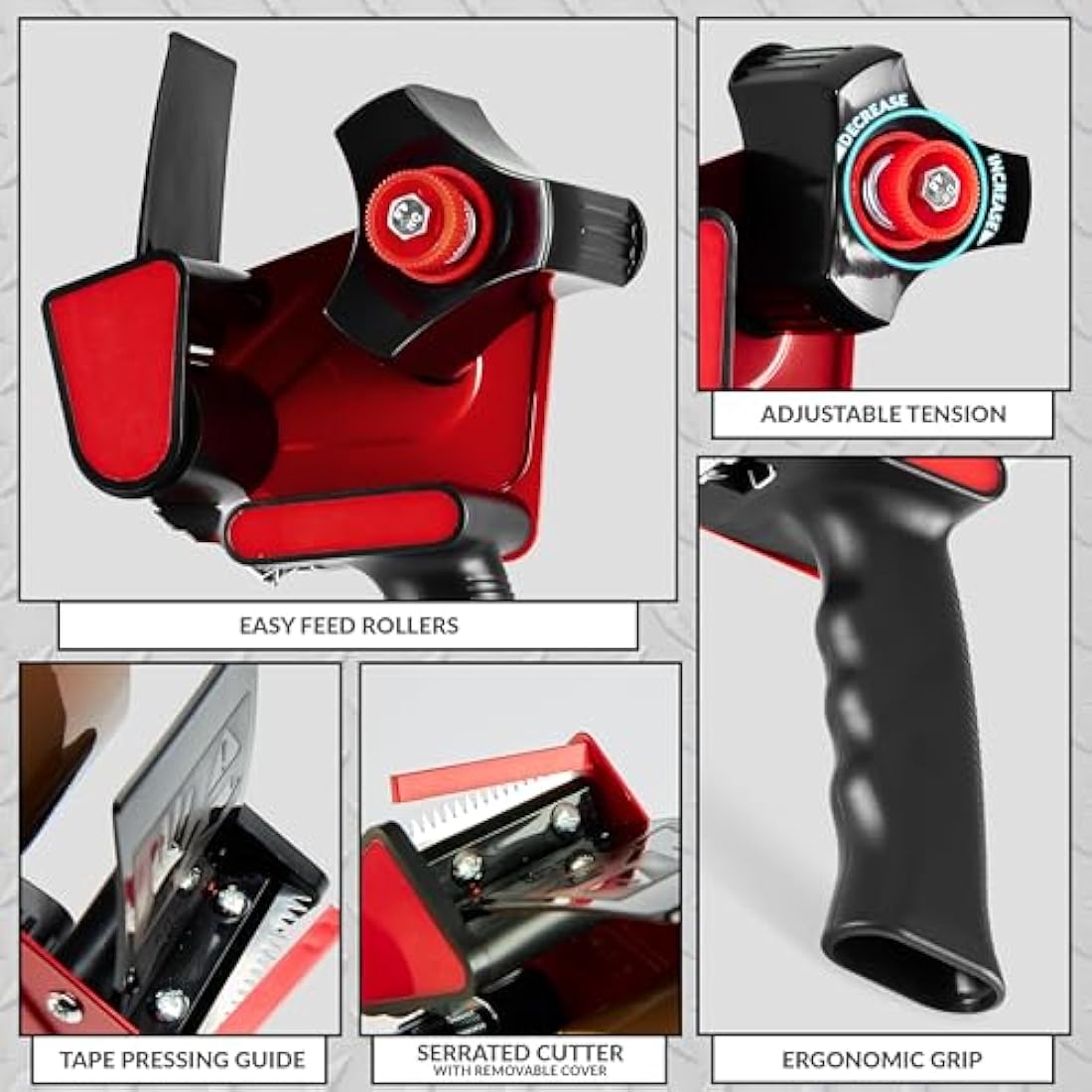 Deco Express Packing Tape Dispenser Gun with 6 Rolls Brown Parcel Tape