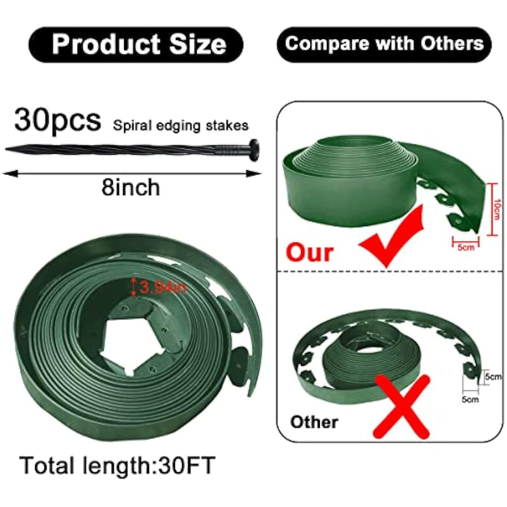 Jolof Store Flexible Garden Edging - 10m x 10cm Plastic Landscape Border