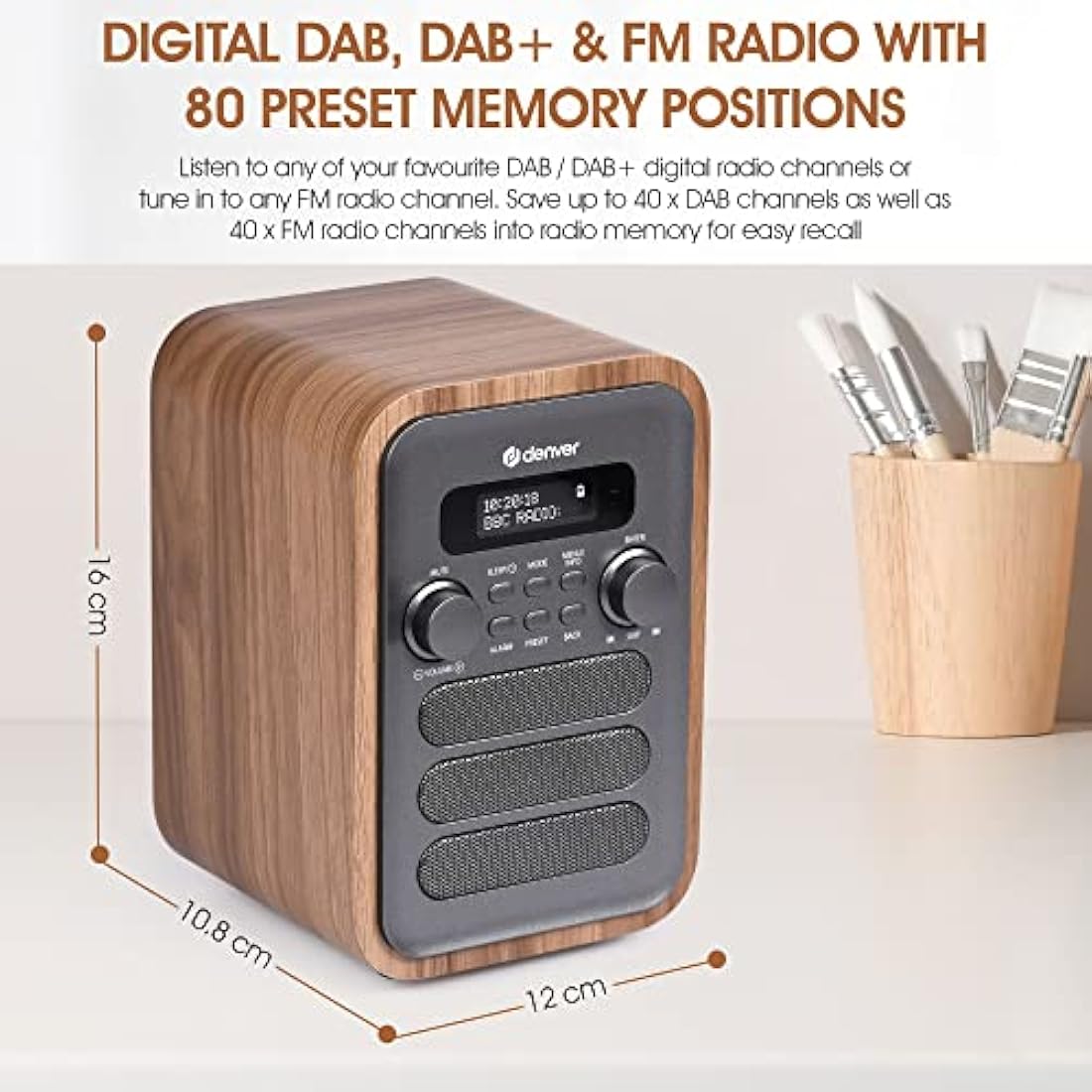 Denver DAB-48 Digital Radio – Bluetooth Speaker & Alarm Clock with Remote