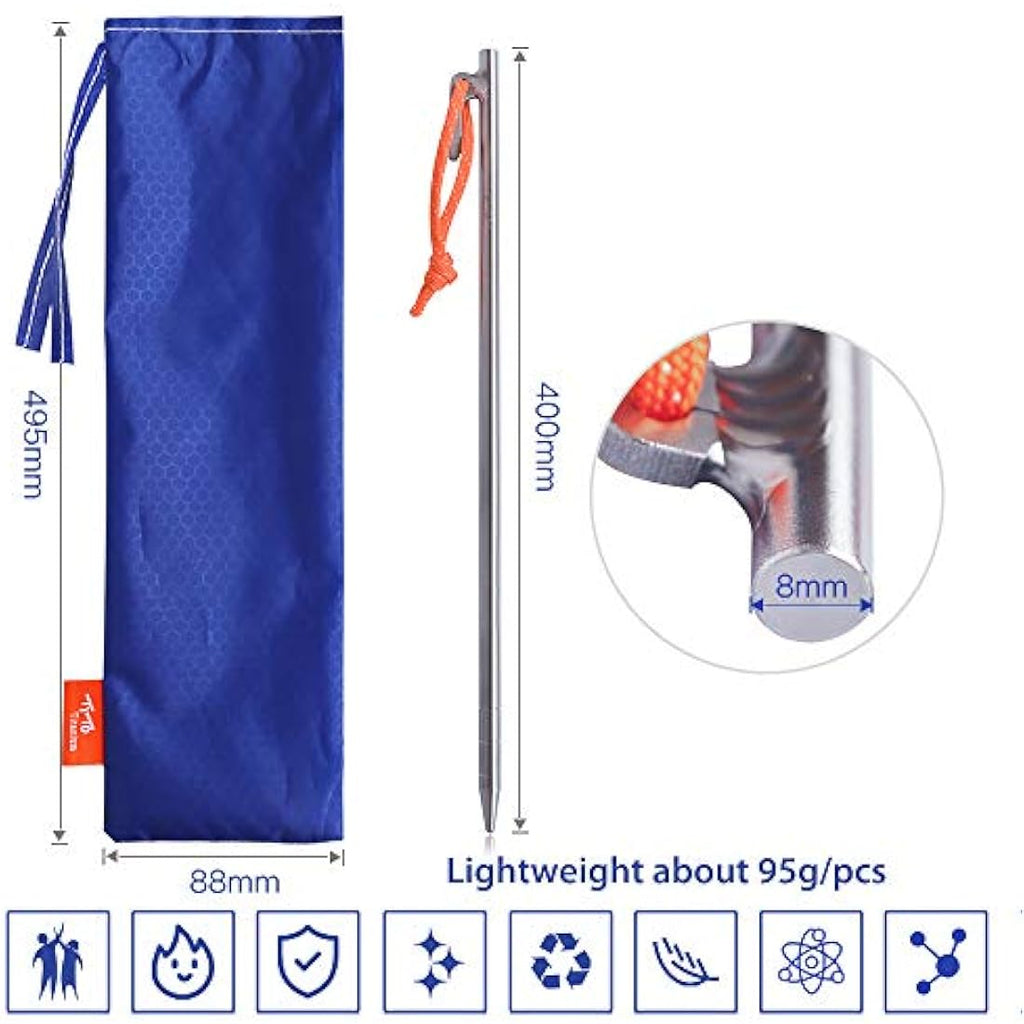 TITO Titanium Alloy Tent Stakes | 8mm x 240mm Heavy Duty Pegs