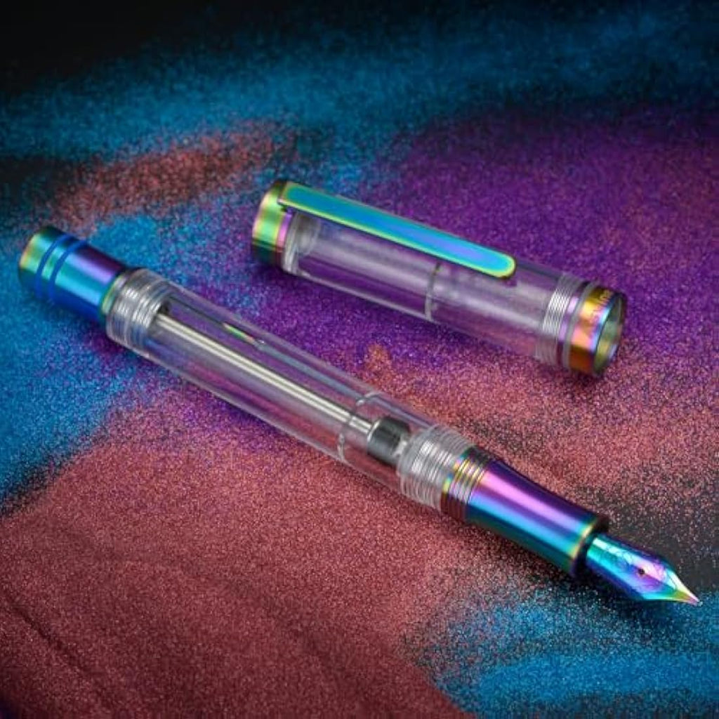 Asvine V200 Titanium Vacuum Fountain Pen | Rainbow Bock Extra Fine Nib