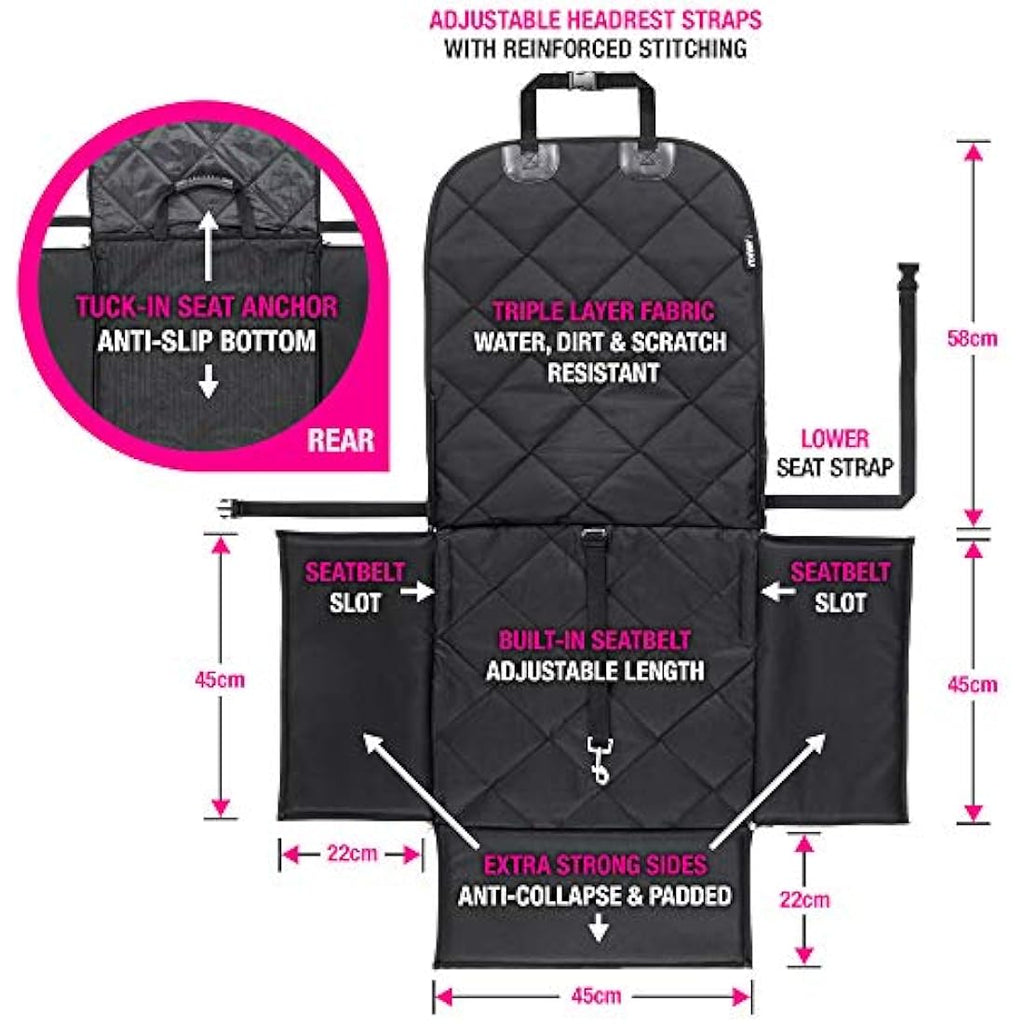 AHUKU Dog Car Seat – Waterproof Booster Seat with Padded Sides & Belt