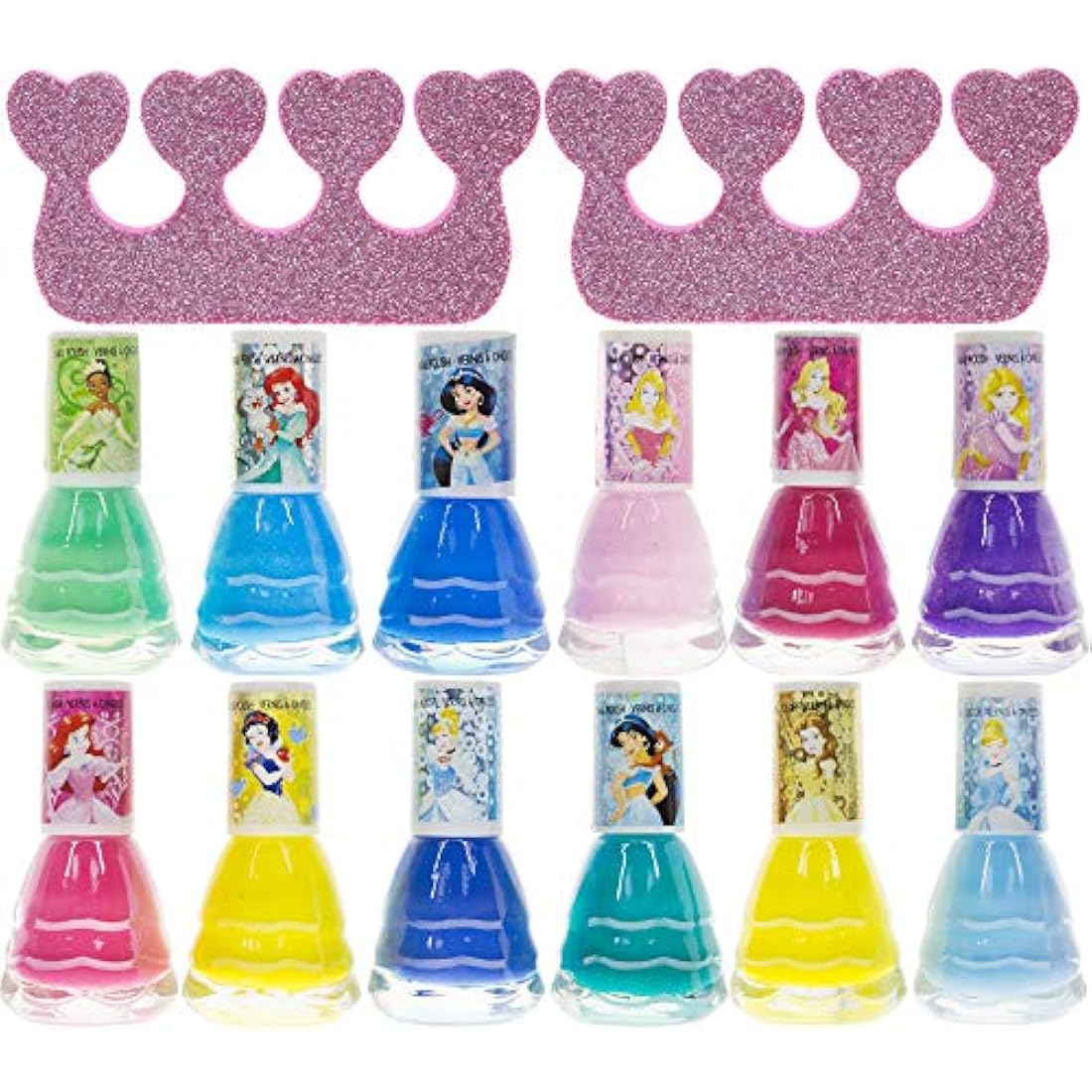 Disney Princess Kids Nail Polish Set – 12 Pcs Non-Toxic Peel-Off Kit