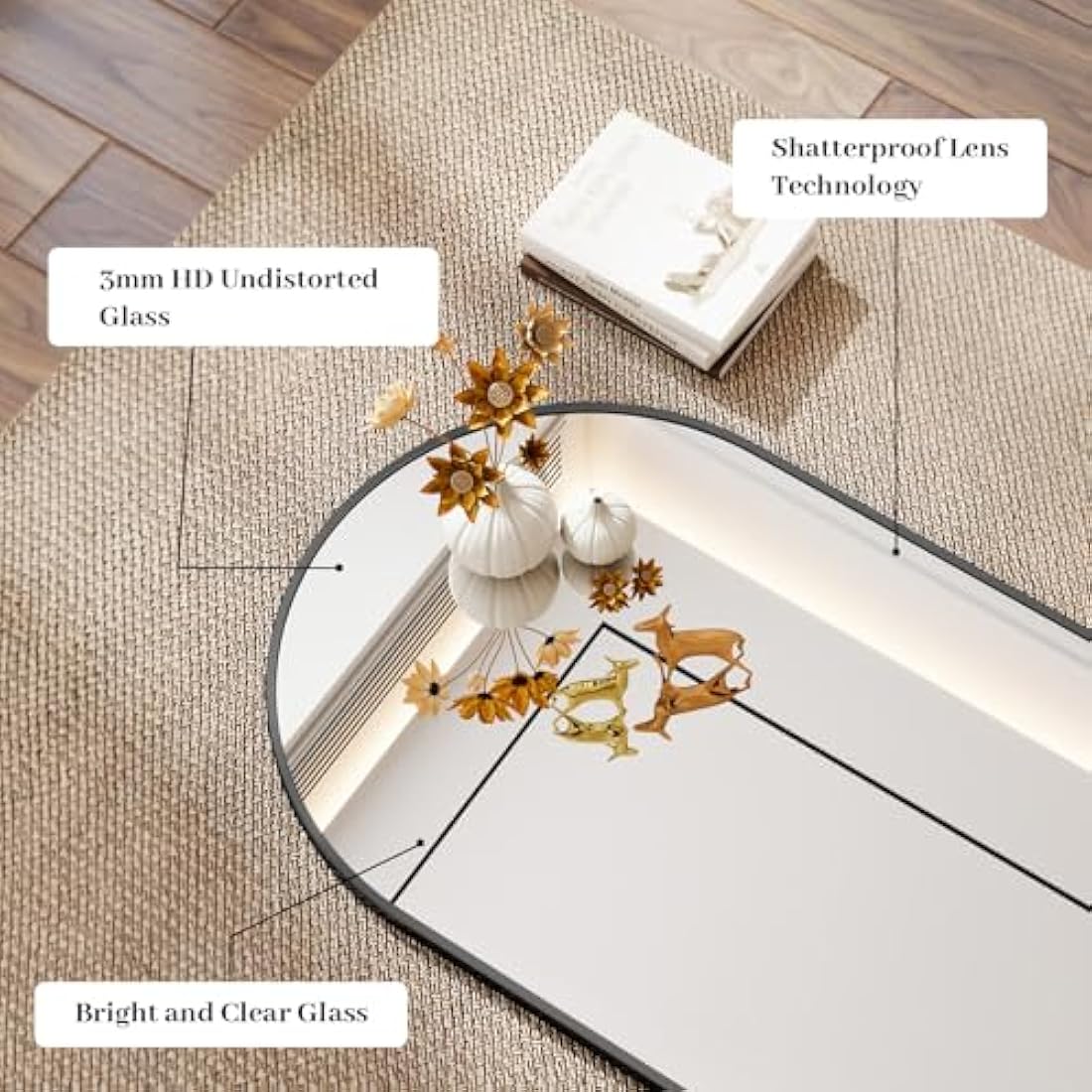 Jolof Store Oval Bathroom Mirror – 30x60cm Tempered Glass Wall Mirror