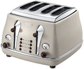 De'Longhi Icona Vintage 4-Slice Toaster – Beige & Mahogany CTOV4003BG