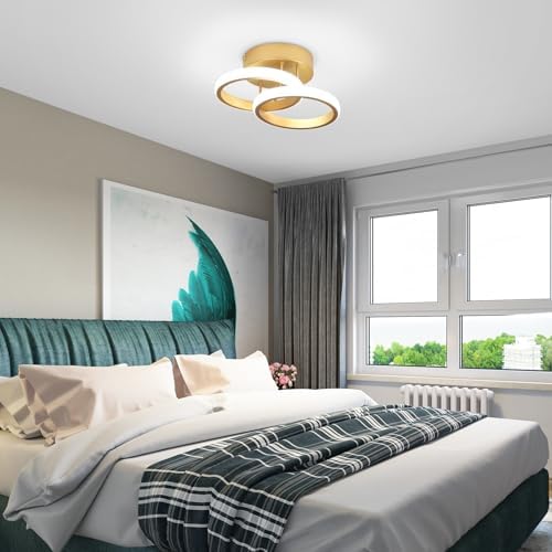 Jolof Store Modern LED Ceiling Light – 22W Gold Flush Mount 6000K