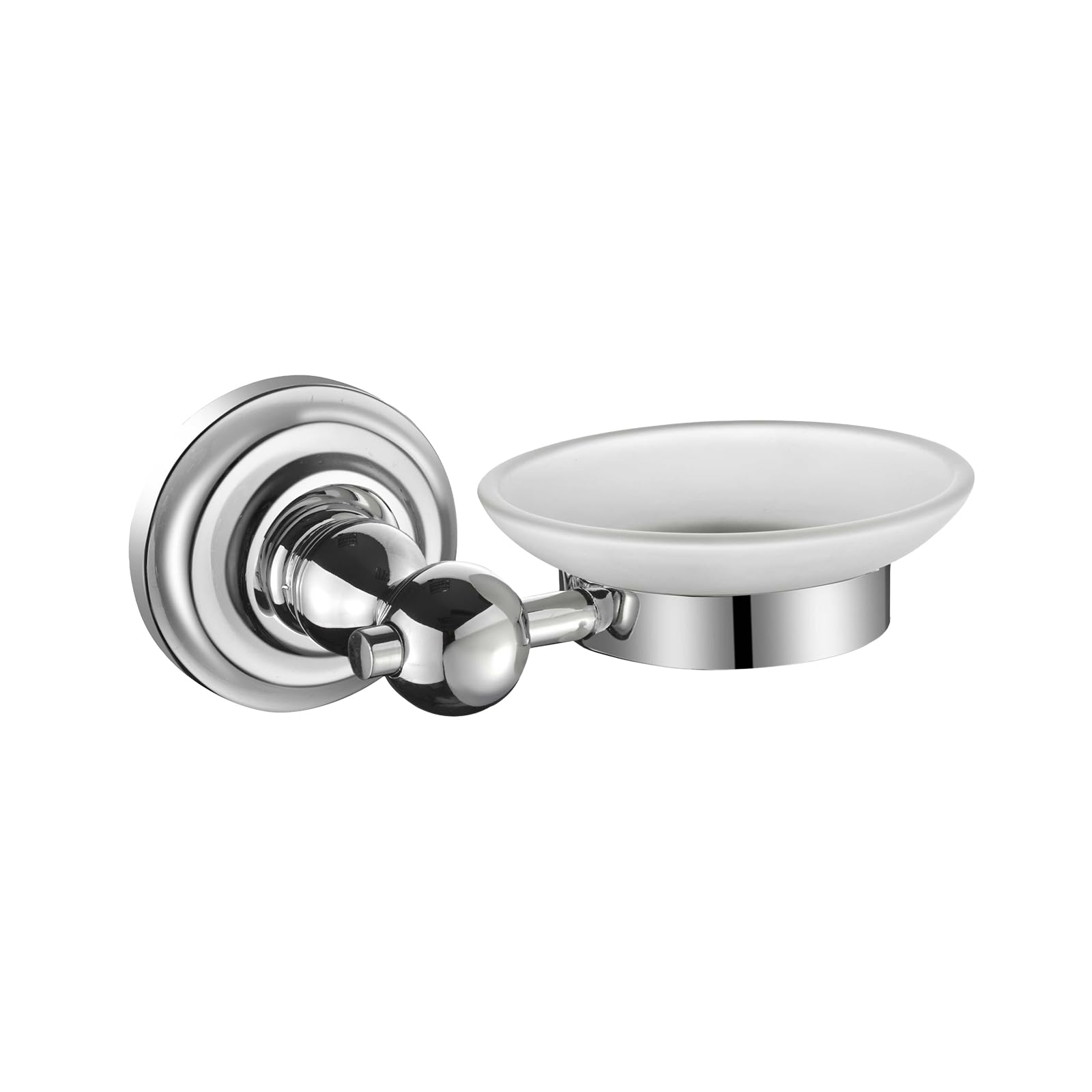 iBathUK Wall Mounted Round Soap Dish – Chrome Zinc & Glass Holder