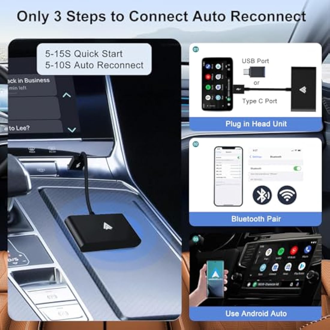 UWECAN Wireless Android Auto Adapter – Plug and Play Dongle for Cars