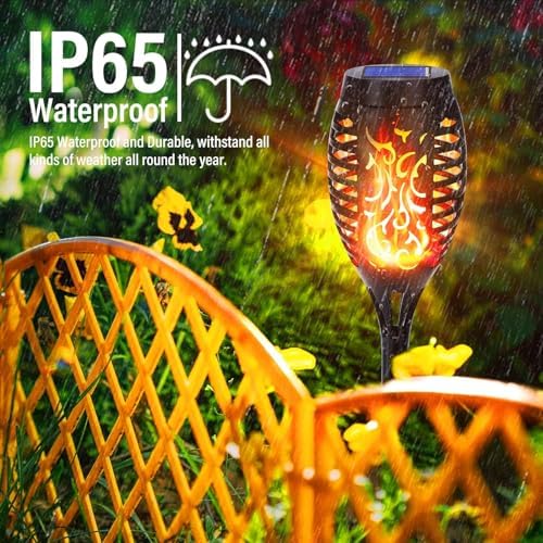Jolof Store Solar Torch Lights – 16 Pack Waterproof Flickering Flame Decor