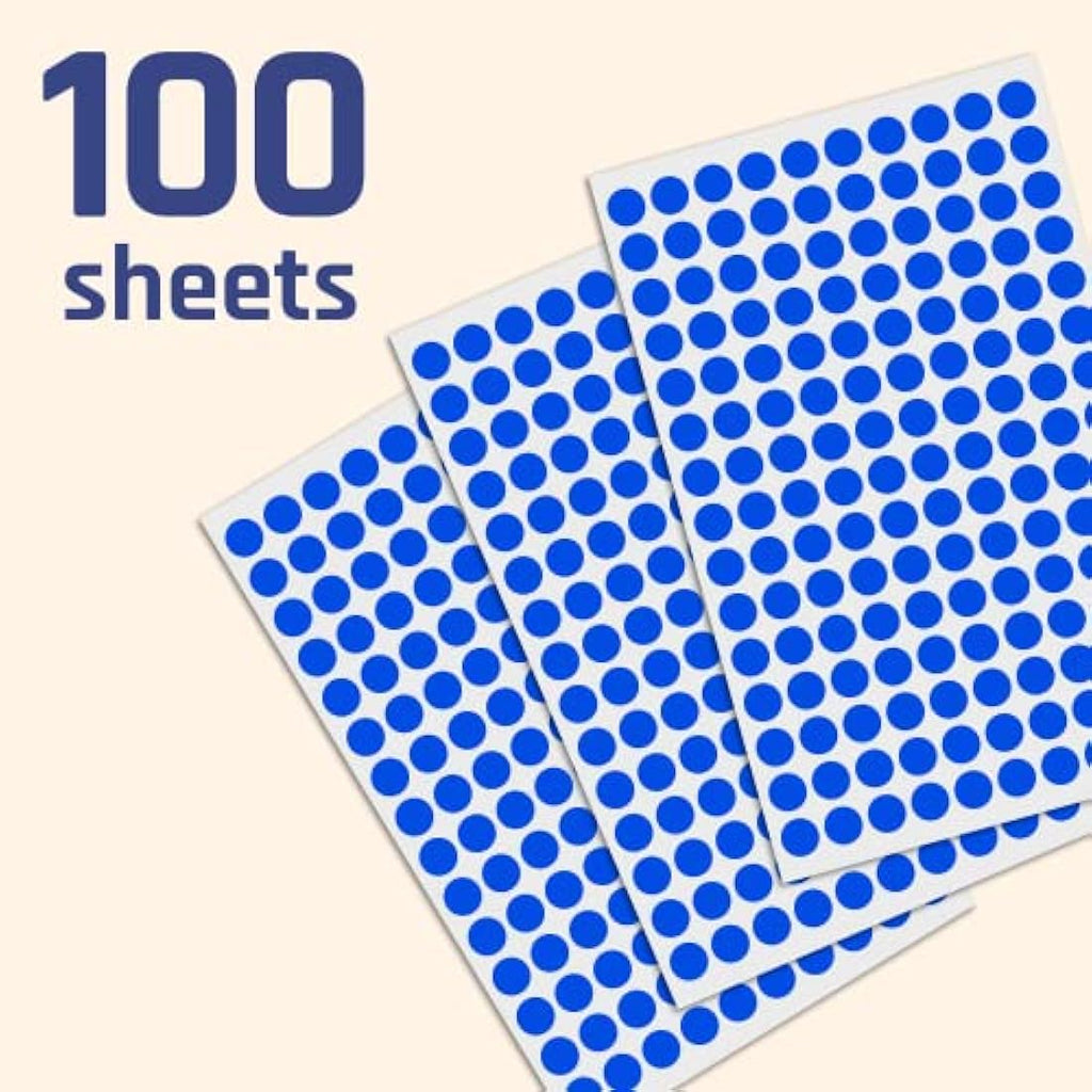 Jolof Store 10mm Round Blue Dot Stickers - 15,000 Self-Adhesive Labels