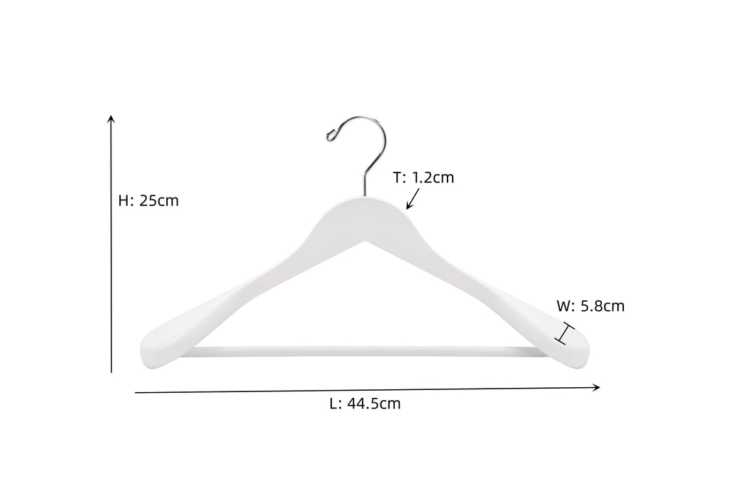 Amber Home White Wooden Suit Hangers | Wide Shoulder Non-Slip - 10 Pack