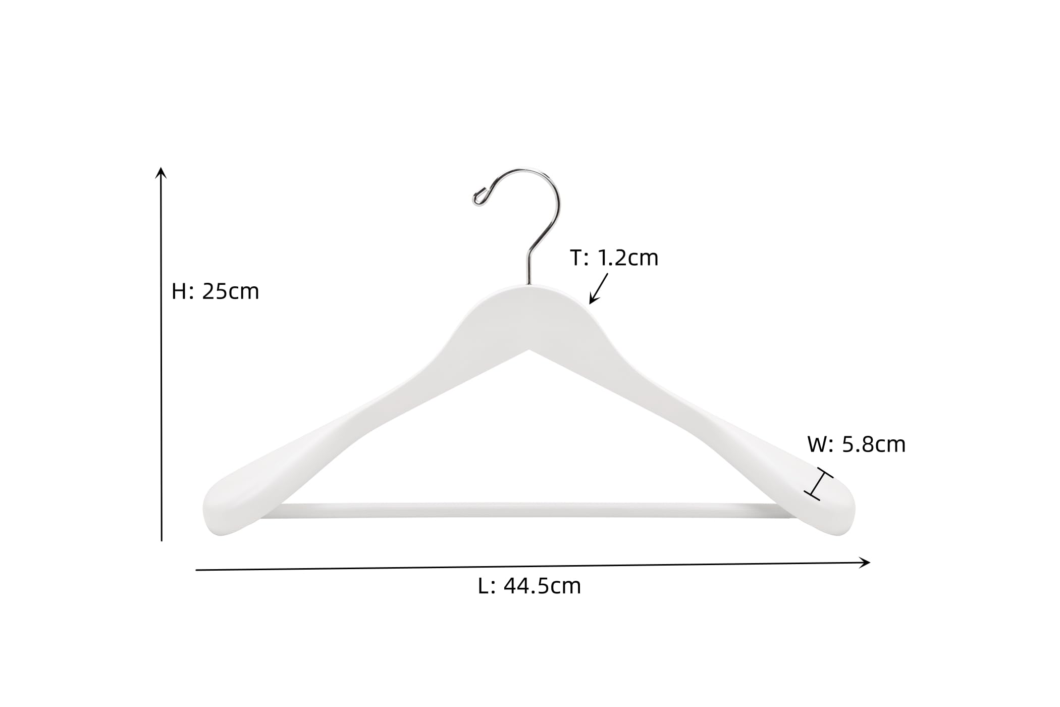 Amber Home White Wooden Suit Hangers | Wide Shoulder Non-Slip - 10 Pack