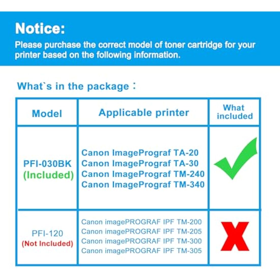 LCL PFI-030BK Black Ink Cartridge for Canon ImagePrograf TA-20 TA-30