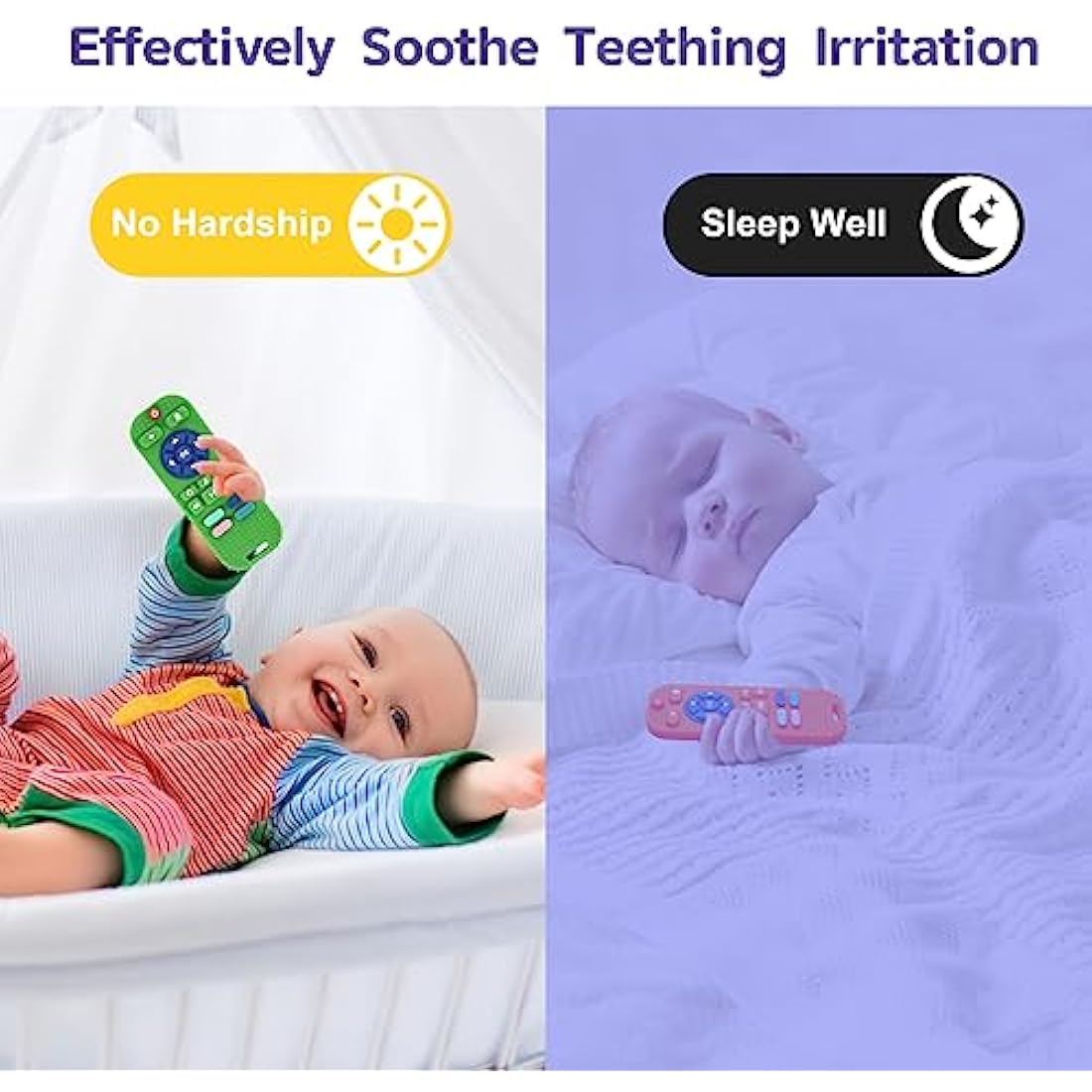 Hooku 2-Pack Remote Control Silicone Teething Toys for Babies, BPA-Free