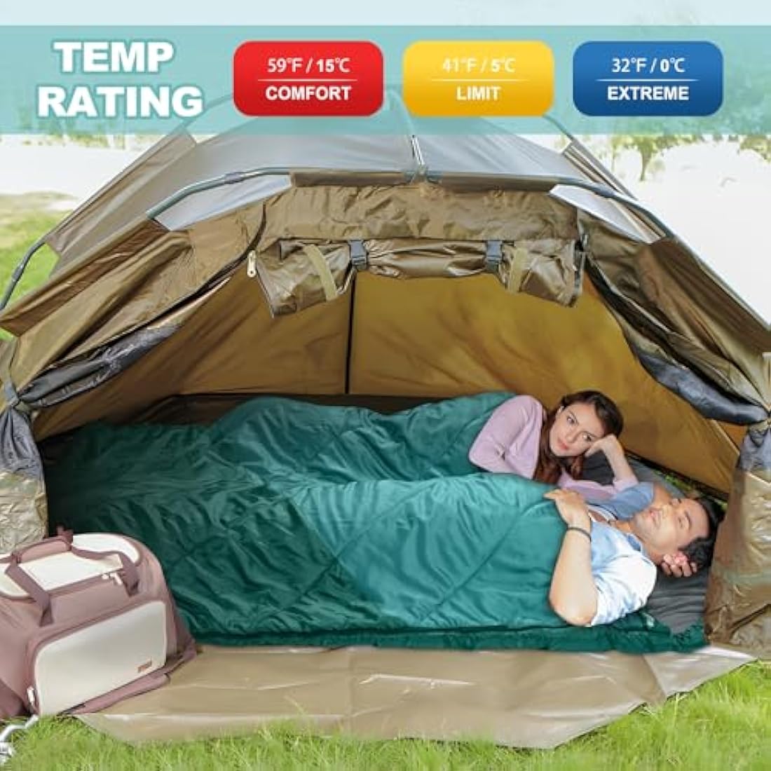 Mcota Double Sleeping Bag | XL Queen Size Waterproof Camping Gear