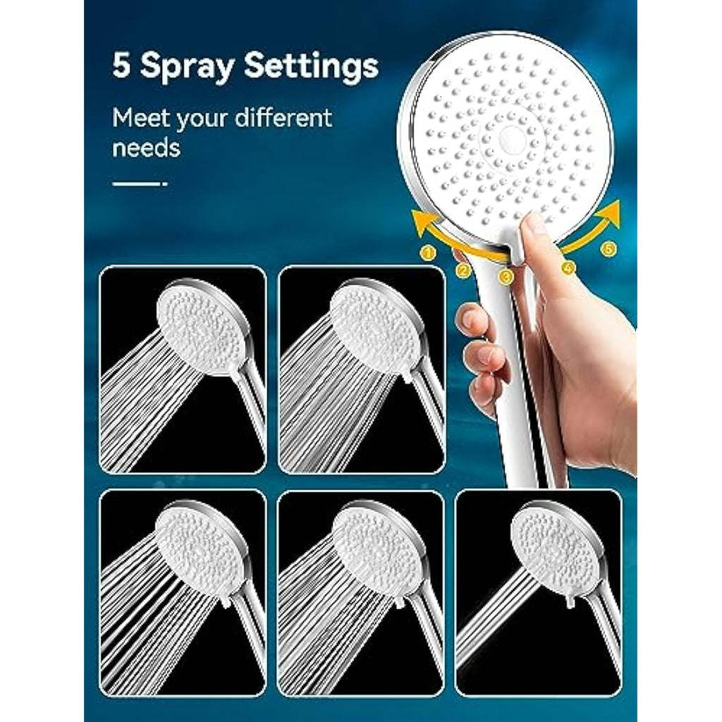 High Pressure Shower Head and 2M Hose | 5 Modes Chrome