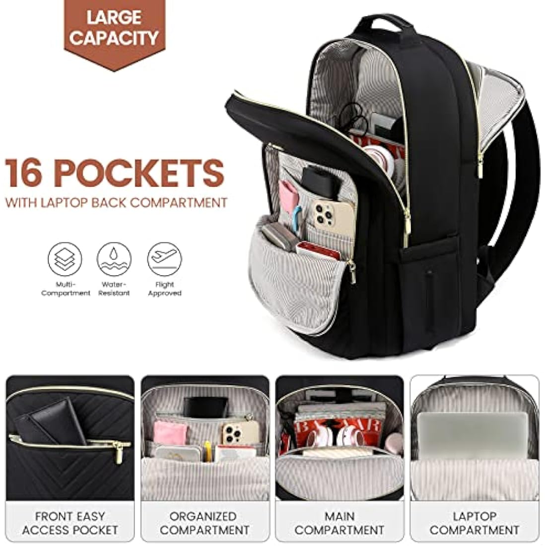 LOVEVOOK Laptop Backpack for Women | 15.6 Inch Waterproof Travel Bag
