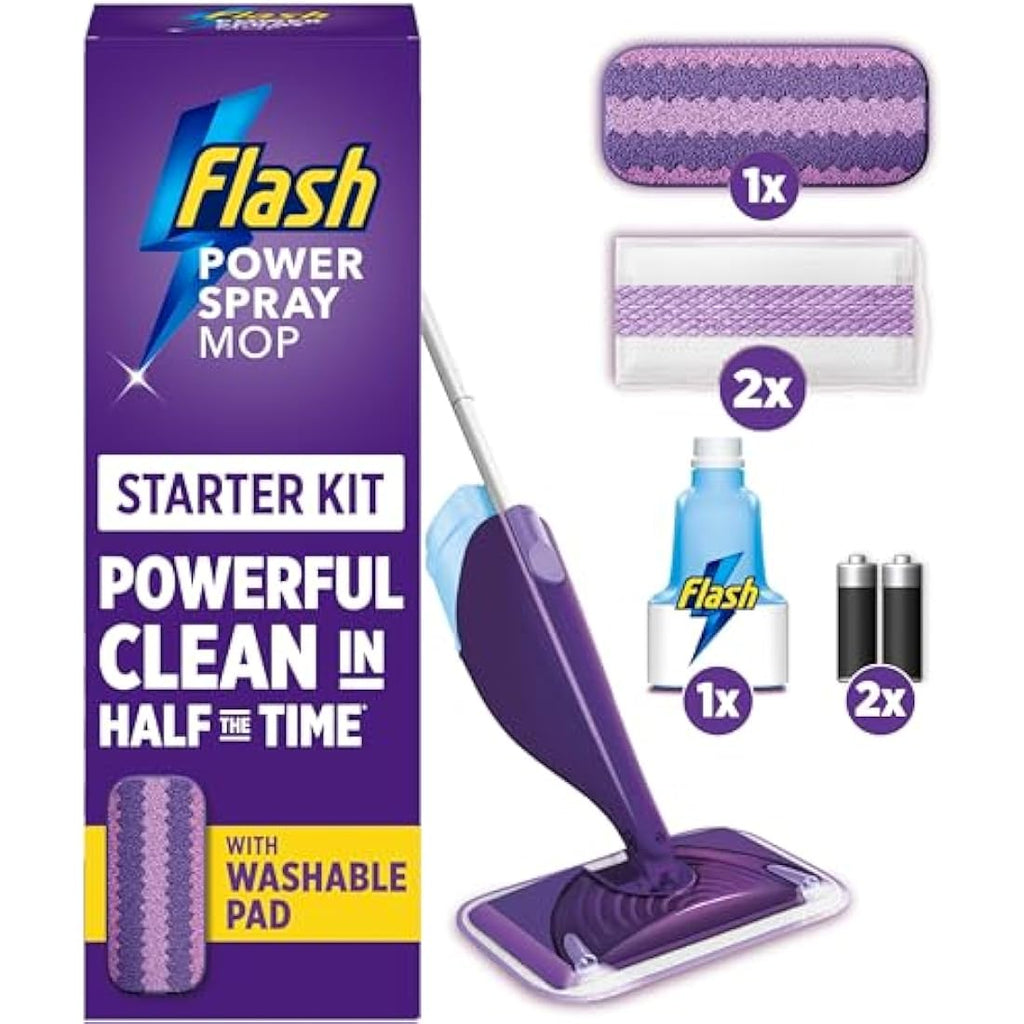 Flash Power Spray Mop Floor Cleaner Starter Kit with 3 Pads