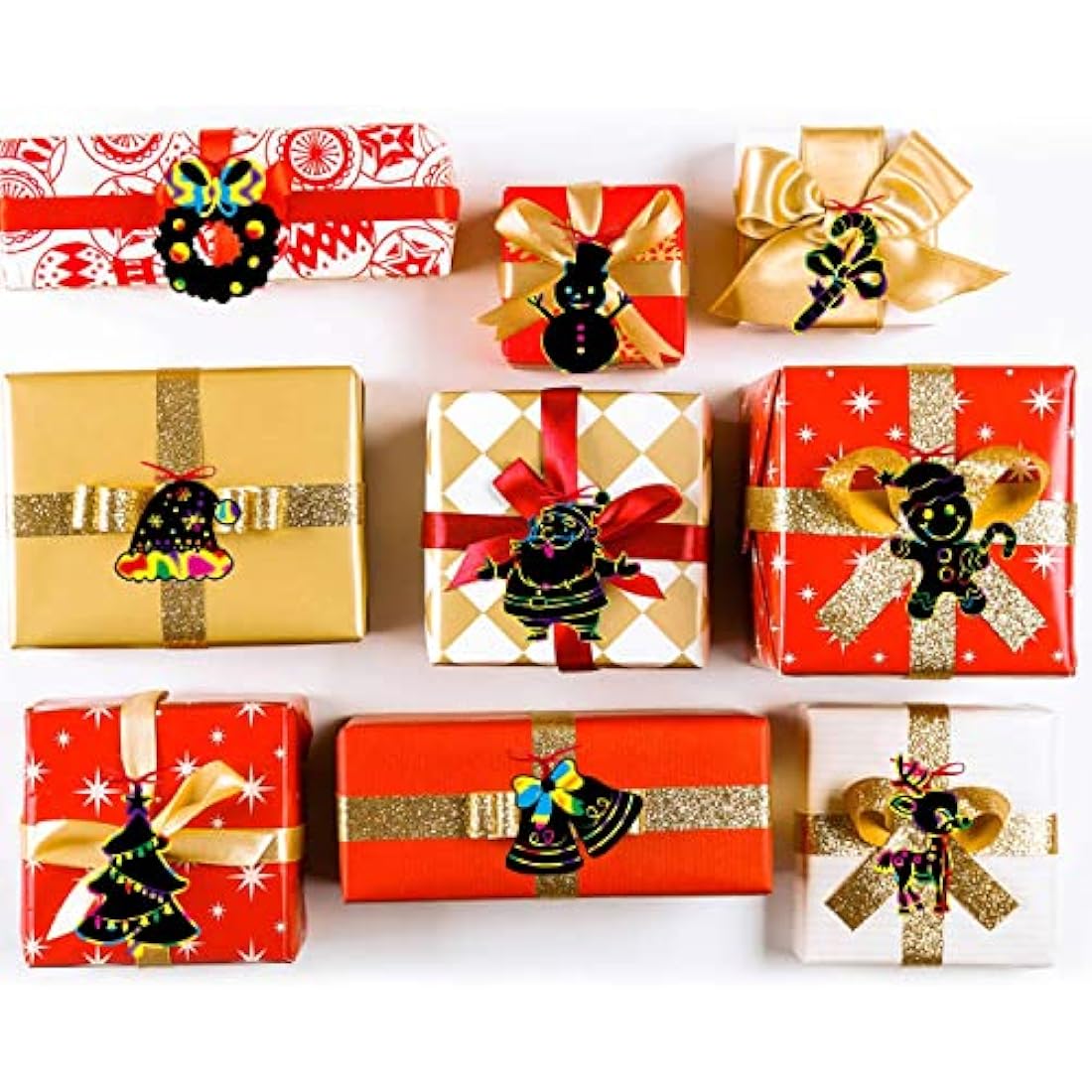 48pc Christmas Scratch Art Kit – DIY Rainbow Hanging Ornaments