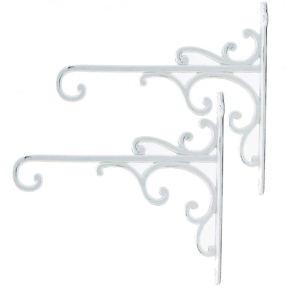 Sungmor Cast Iron Plant Hangers | Heavy Duty Vintage Wall Hooks, White, 2PC