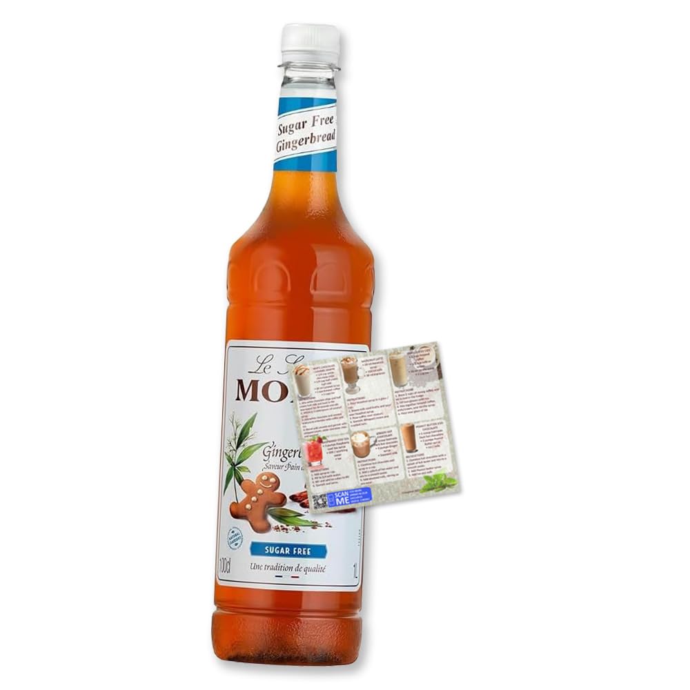Monin Sugar Free Gingerbread Syrup 1L | Natural Coffee & Cocktail Mixer