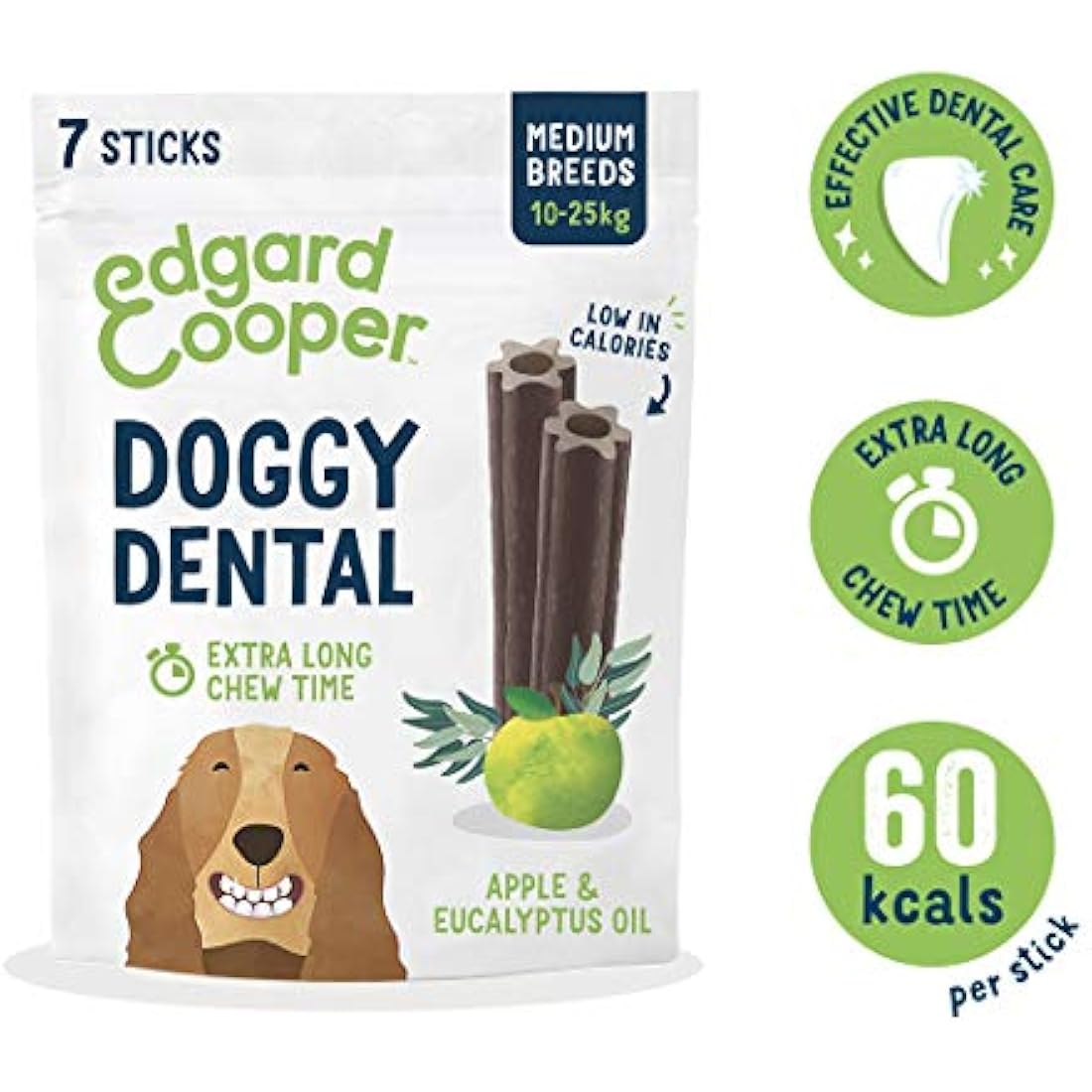 Edgard & Cooper Dog Dental Sticks – Eucalyptus & Apple (56 Pack)