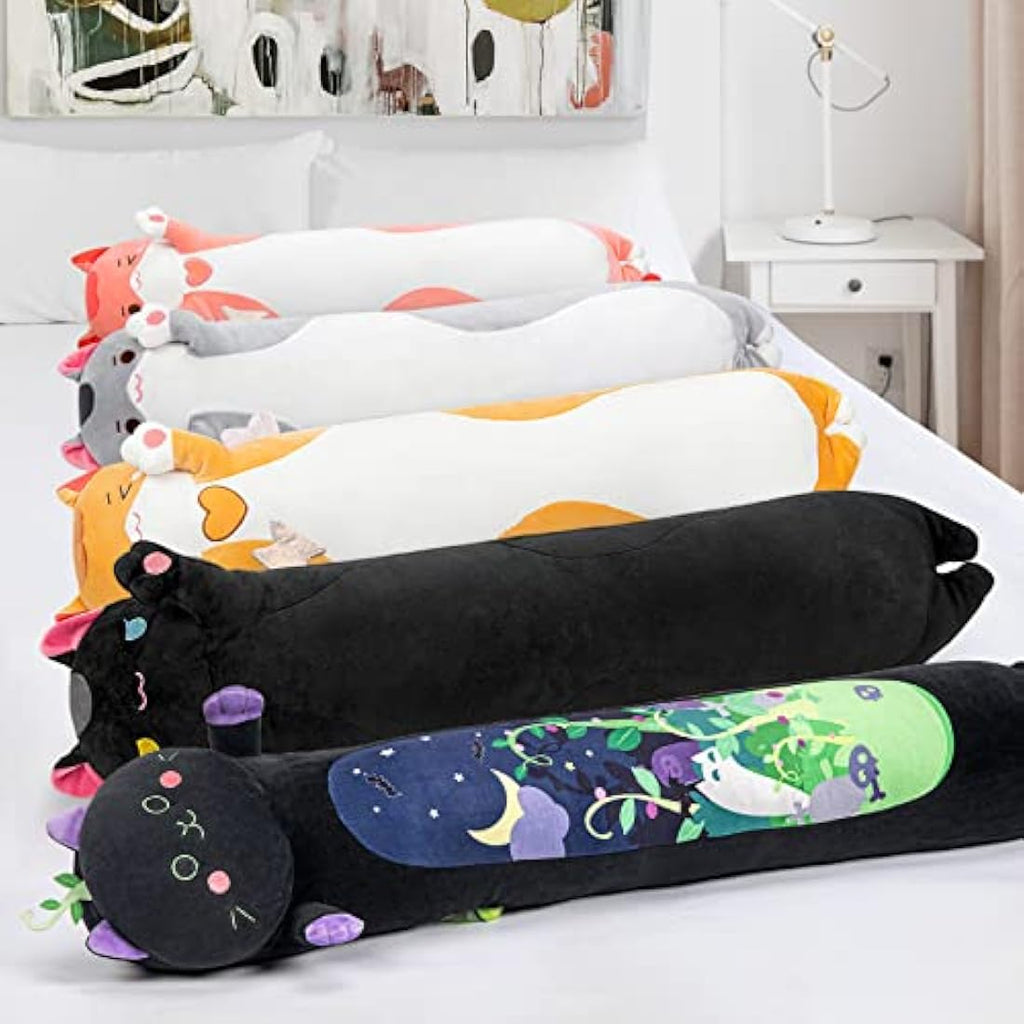 Mewaii 51in Long Cat Body Pillow – Black Devil Mint Plushie Toy