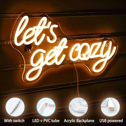 Horseneon Let's Get Cozy Neon Sign - Dimmable Warm White LED Wall Art