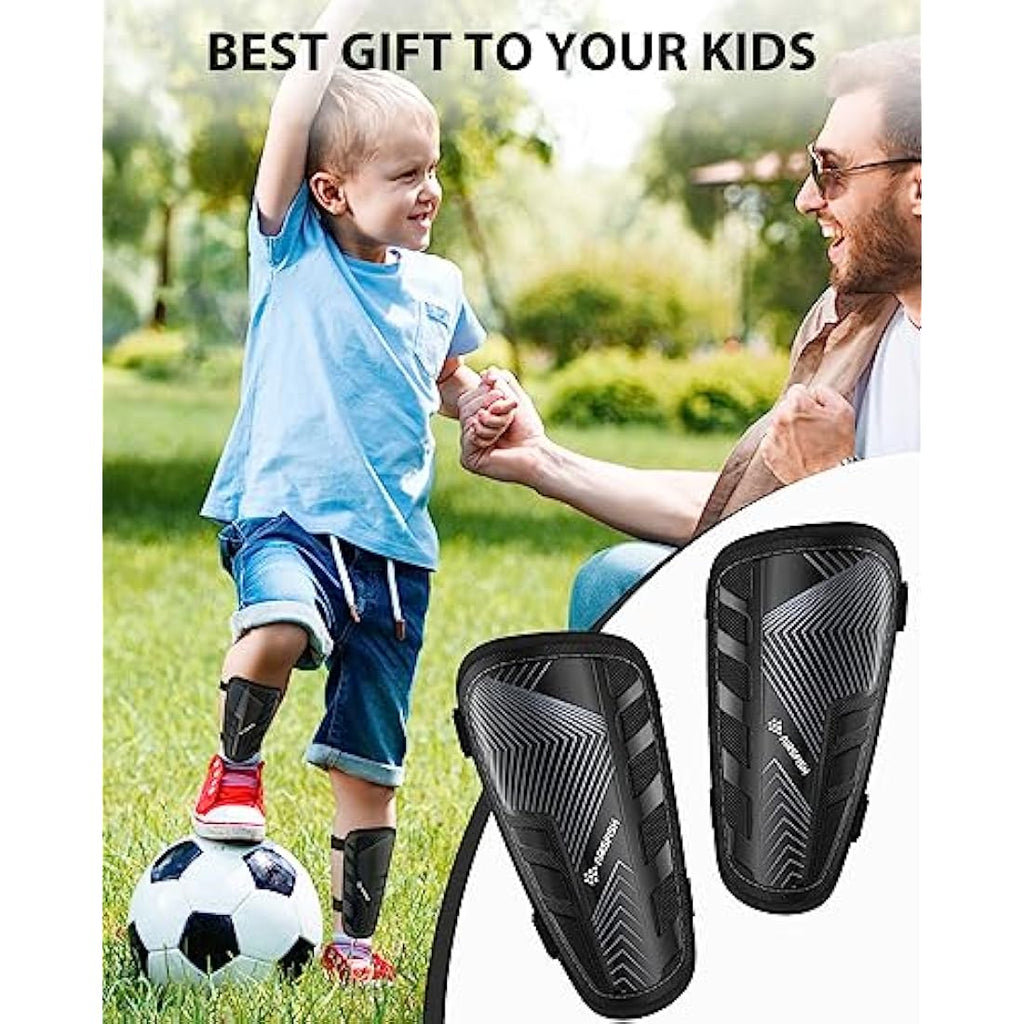 AirsFish Kids Football Shin Guards - CE Certified Soccer Shin Pads