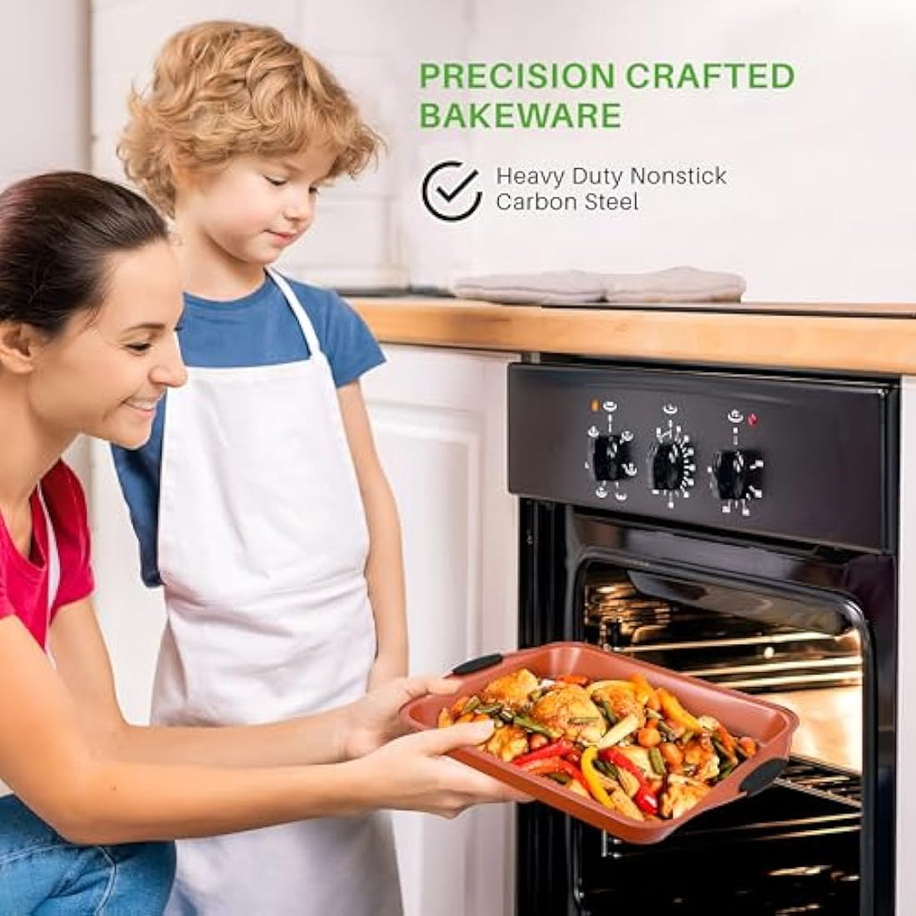 Jolof Store 8-Piece Nonstick Carbon Steel Baking Pan Set with Silicone Handles