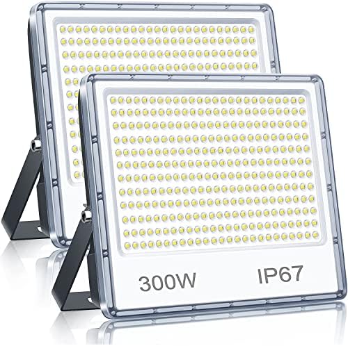 YIQIBRO 300W LED Floodlight Outdoor 2 Pack | IP67 Waterproof 7000K White