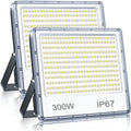 YIQIBRO 300W LED Floodlight Outdoor 2 Pack | IP67 Waterproof 7000K White