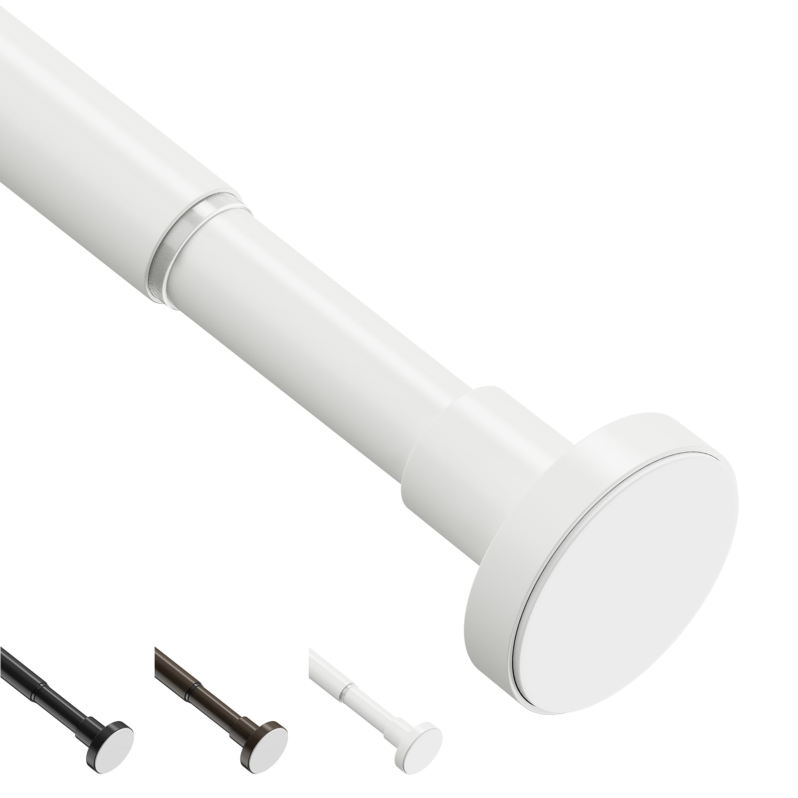 WELDUN Extendable Curtain Tension Rod | 48-67cm No Drill White Steel