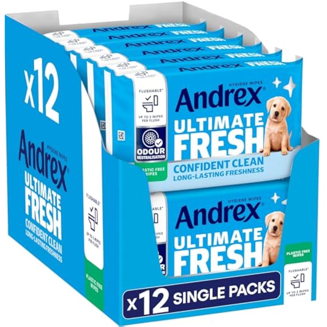 Andrex Ultimate Fresh Washlets – 12 Pack Flushable & Biodegradable Wipes