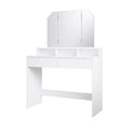 ELEGANT White Dressing Table with Tri-Fold Mirror and 2 Storage Drawers