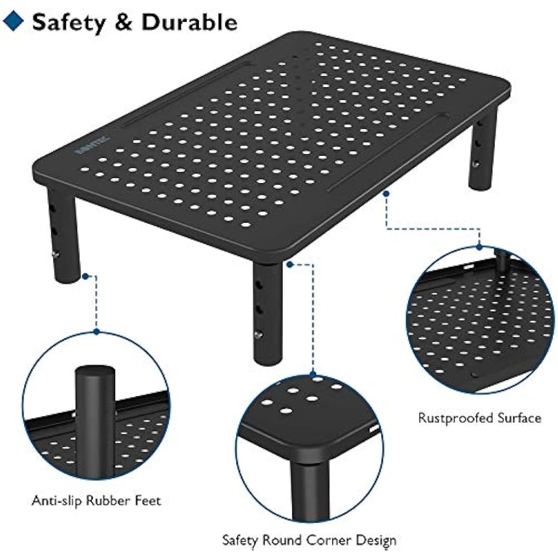 BONTEC Metal Monitor Stand | Height Adjustable Desk Riser (2 Pack)