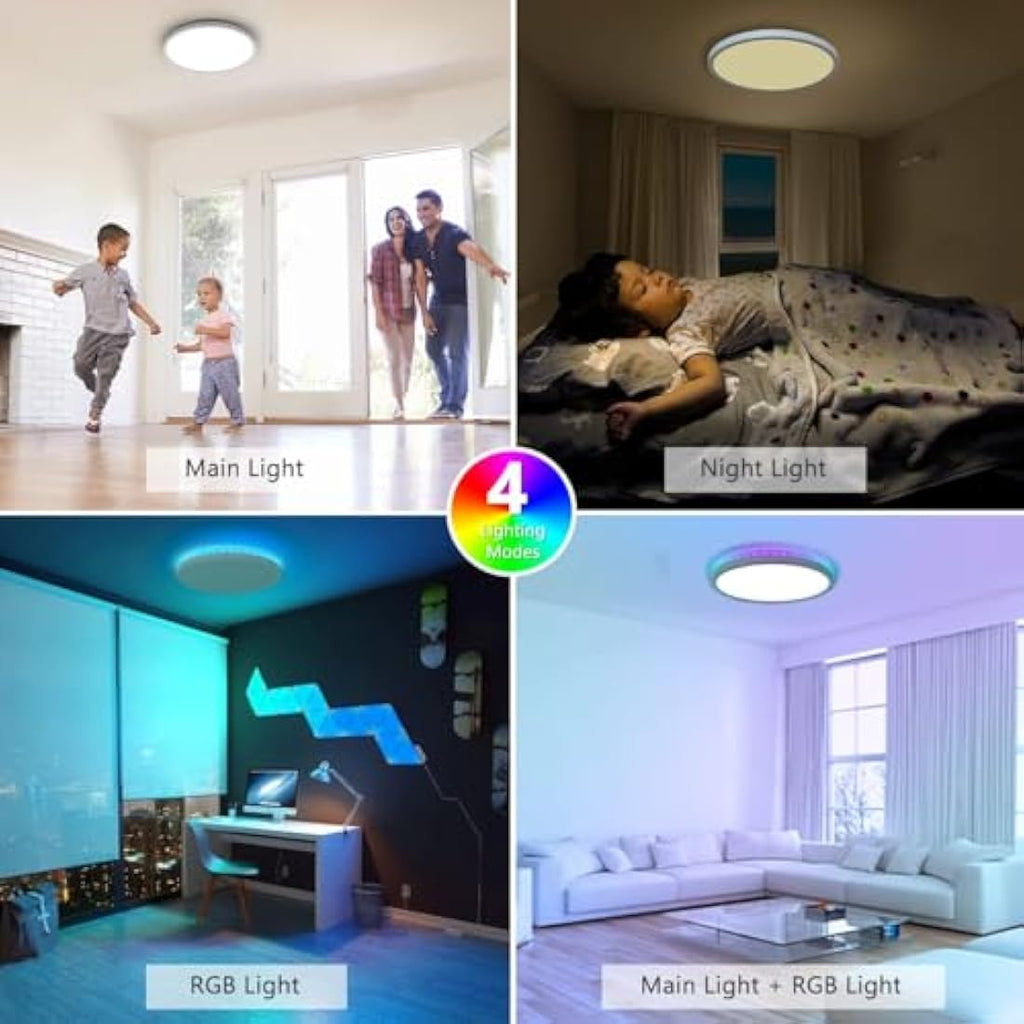 Zemty 2-Pack RGB LED Ceiling Light | Dimmable Flush Mount with Remote