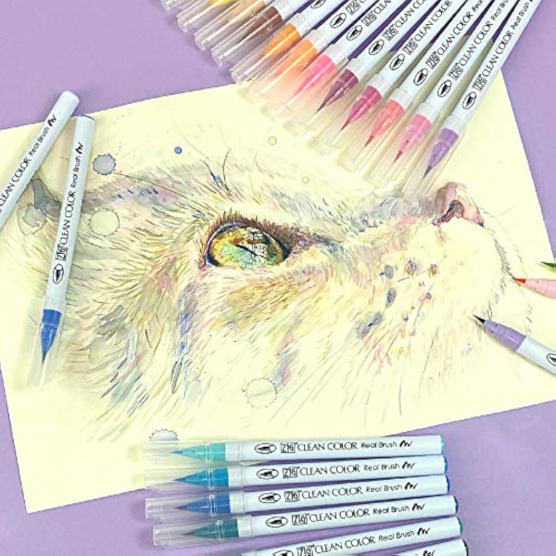 Kuretake Zig Clean Color Real Brush Watercolor Pens - Set of 24