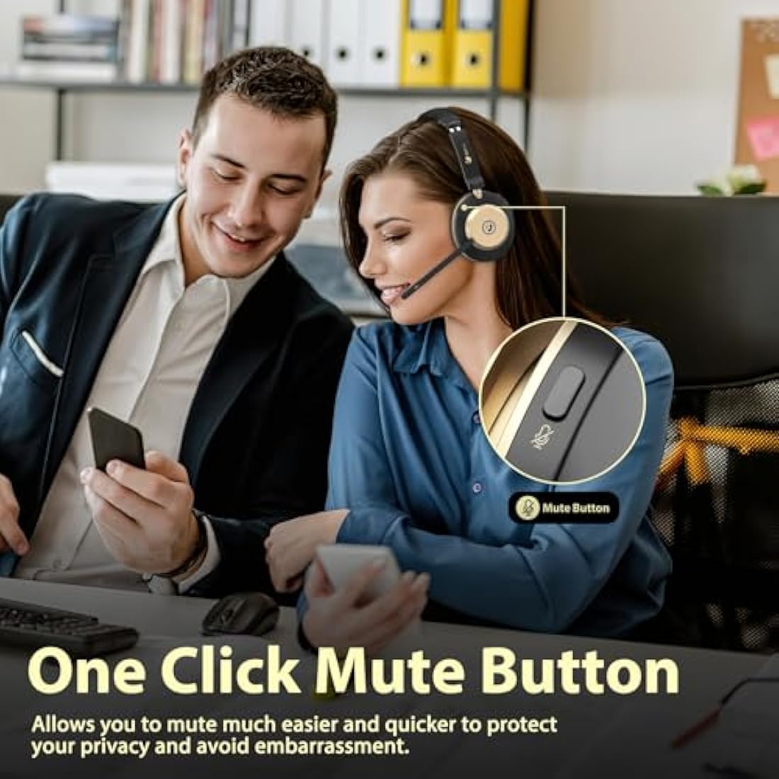 Earbay Wireless Bluetooth Headset with AI Noise Canceling & Charging Dock